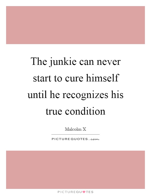 The junkie can never start to cure himself until he recognizes his true condition Picture Quote #1