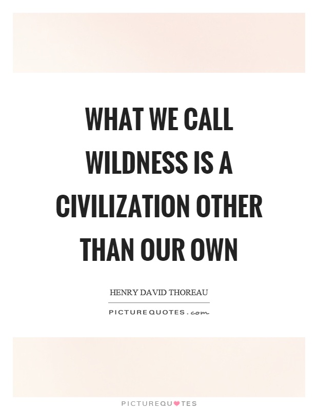 What we call wildness is a civilization other than our own Picture Quote #1