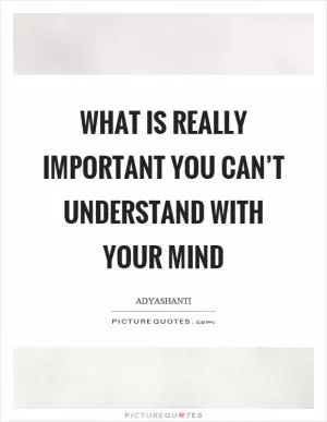 What is really important you can’t understand with your mind Picture Quote #1