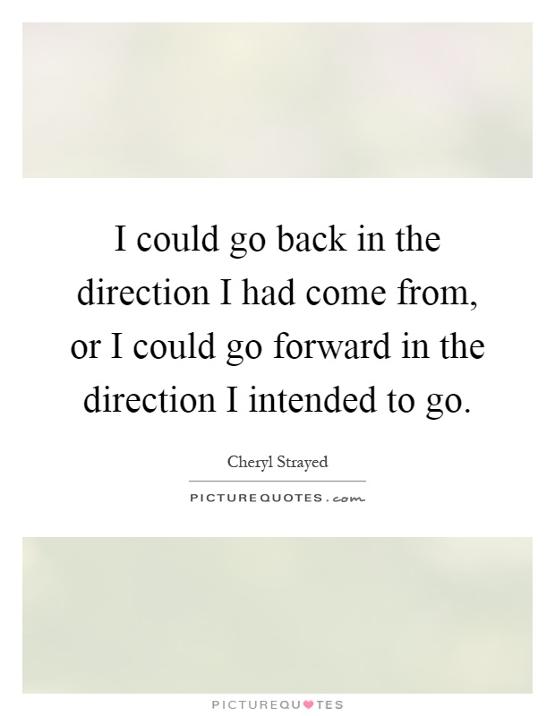 I could go back in the direction I had come from, or I could go forward in the direction I intended to go Picture Quote #1