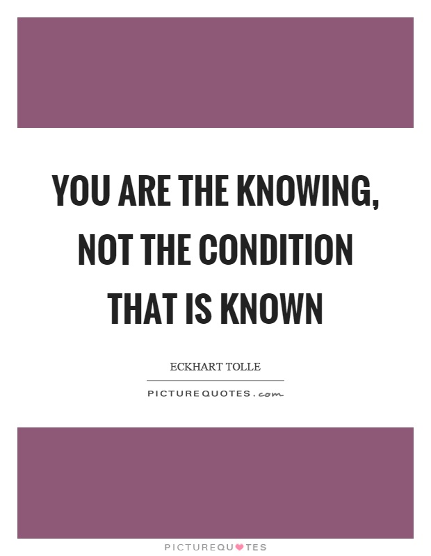 You are the knowing, not the condition that is known Picture Quote #1
