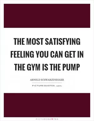 The most satisfying feeling you can get in the gym is the pump Picture Quote #1