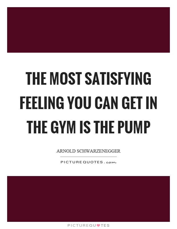 The most satisfying feeling you can get in the gym is the pump Picture Quote #1