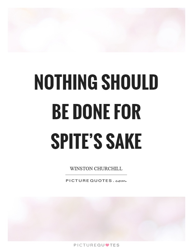 Nothing should be done for spite's sake Picture Quote #1