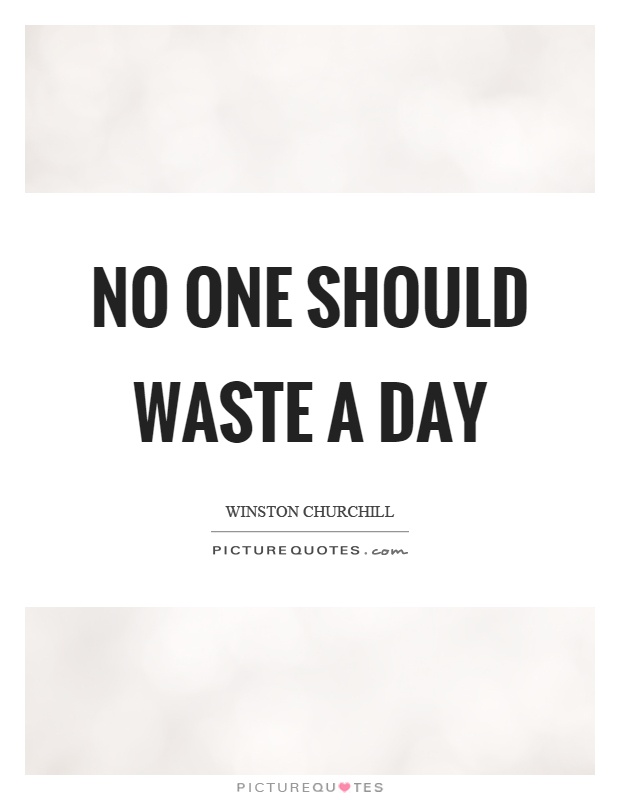 No one should waste a day Picture Quote #1
