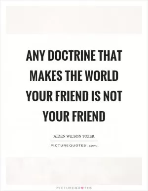 Any doctrine that makes the world your friend is not your friend Picture Quote #1