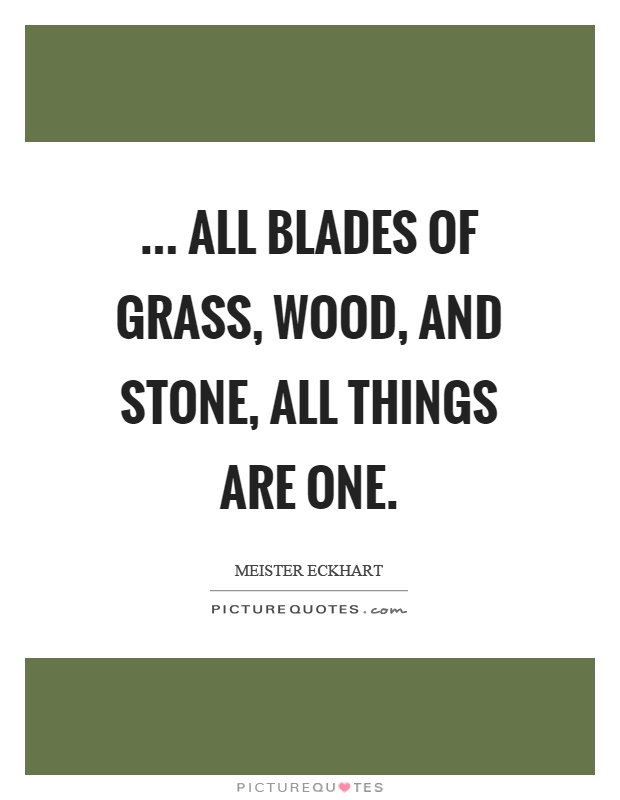 ... all blades of grass, wood, and stone, all things are One Picture Quote #1