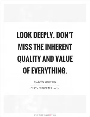 Look deeply. Don’t miss the inherent quality and value of everything Picture Quote #1