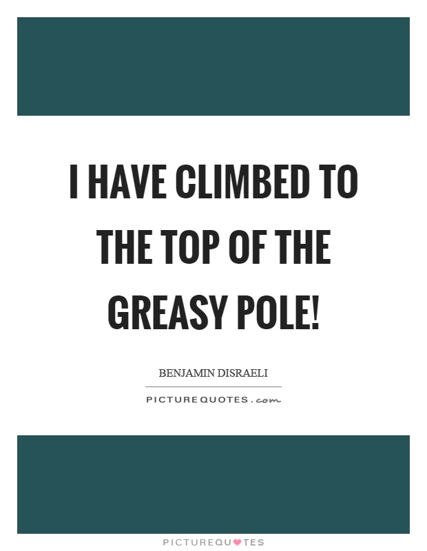 I have climbed to the top of the greasy pole! Picture Quote #1