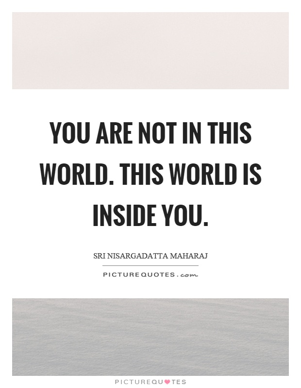 You are not in this world. This world is inside you Picture Quote #1