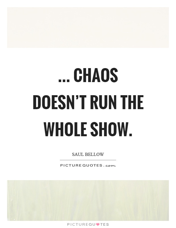 ... chaos doesn't run the whole show Picture Quote #1