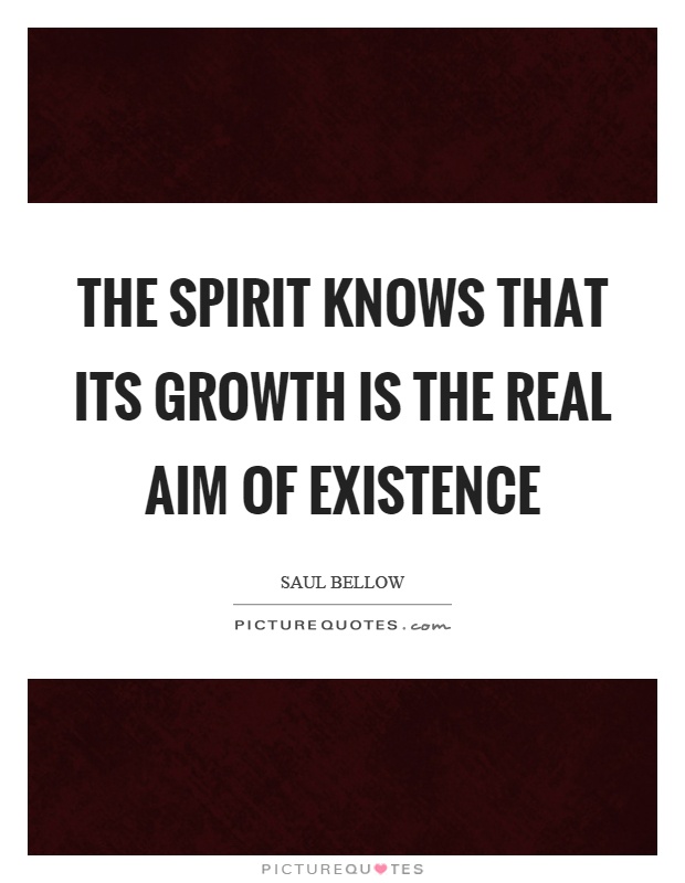 The spirit knows that its growth is the real aim of existence Picture Quote #1