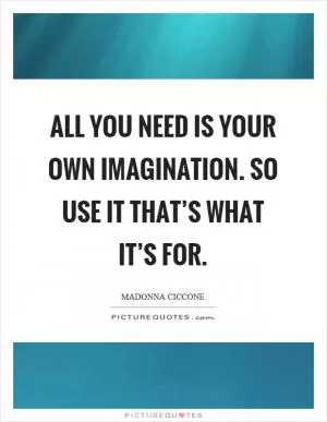 All you need is your own imagination. So use it that’s what it’s for Picture Quote #1
