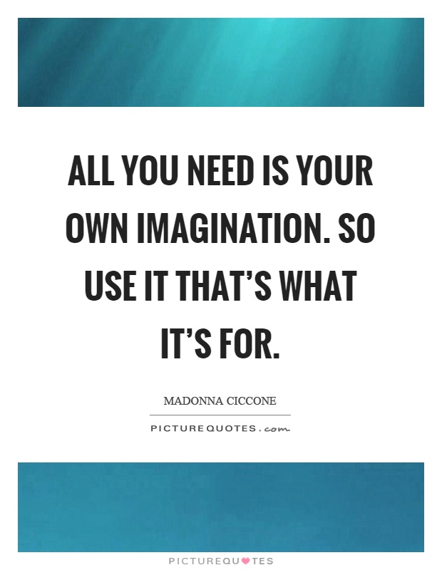 All you need is your own imagination. So use it that's what it's for Picture Quote #1