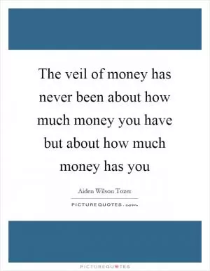 The veil of money has never been about how much money you have but about how much money has you Picture Quote #1