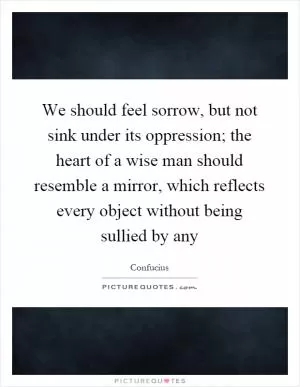We should feel sorrow, but not sink under its oppression; the heart of a wise man should resemble a mirror, which reflects every object without being sullied by any Picture Quote #1