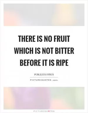 There is no fruit which is not bitter before it is ripe Picture Quote #1