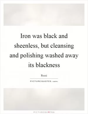 Iron was black and sheenless, but cleansing and polishing washed away its blackness Picture Quote #1