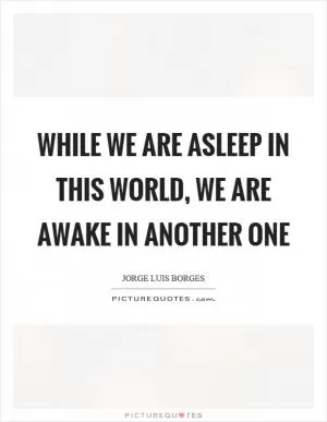 While we are asleep in this world, we are awake in another one Picture Quote #1