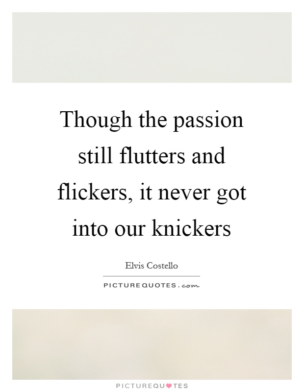 Though the passion still flutters and flickers, it never got into our knickers Picture Quote #1
