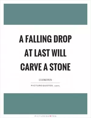 A falling drop at last will carve a stone Picture Quote #1