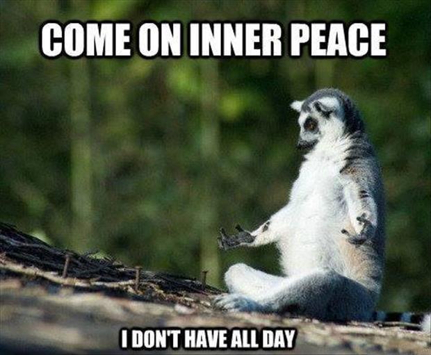 Come on inner peace. I don't have all day Picture Quote #1