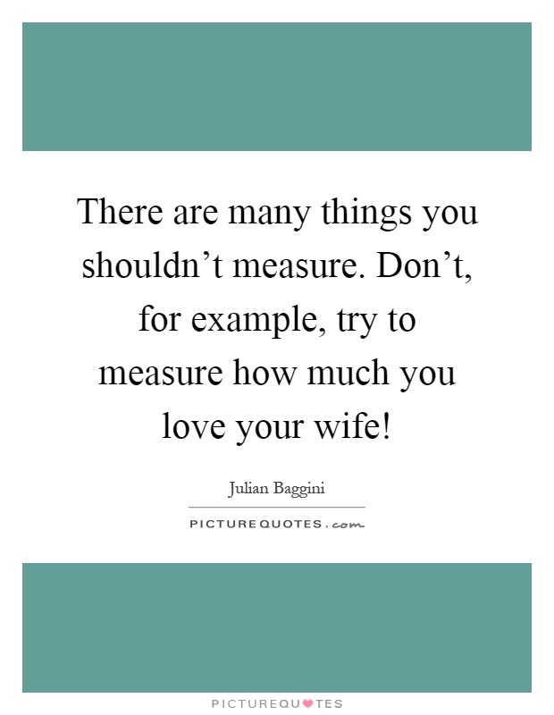 There are many things you shouldn't measure. Don't, for example, try to measure how much you love your wife! Picture Quote #1