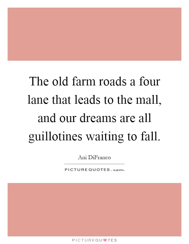 The old farm roads a four lane that leads to the mall, and our dreams are all guillotines waiting to fall Picture Quote #1