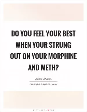 Do you feel your best when your strung out on your morphine and meth? Picture Quote #1