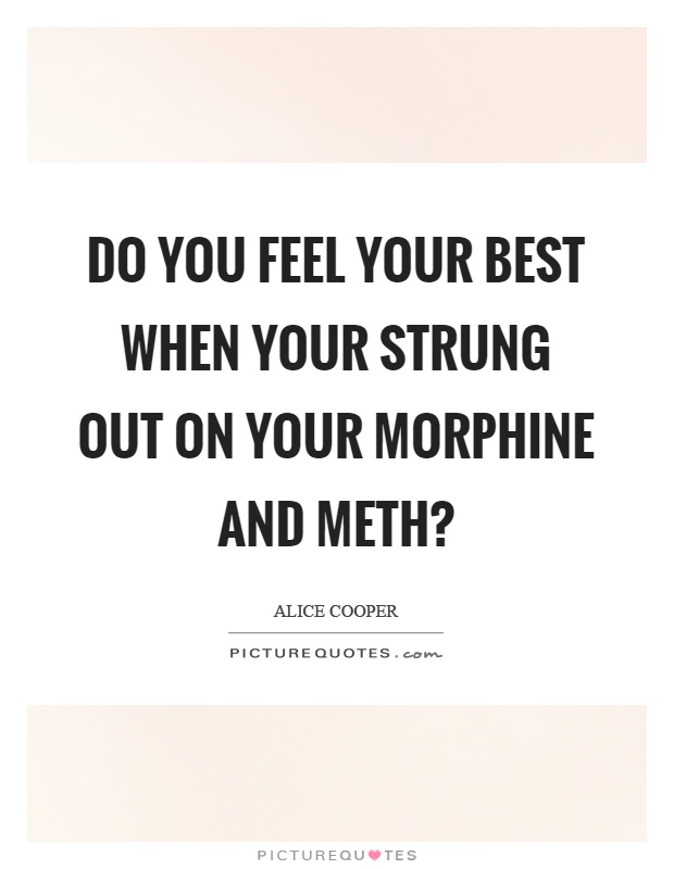 Do you feel your best when your strung out on your morphine and meth? Picture Quote #1