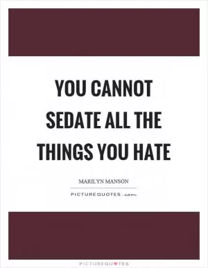 You cannot sedate all the things you hate Picture Quote #1