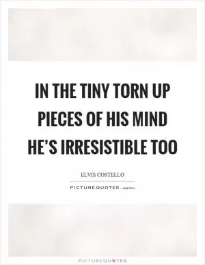 In the tiny torn up pieces of his mind he’s irresistible too Picture Quote #1