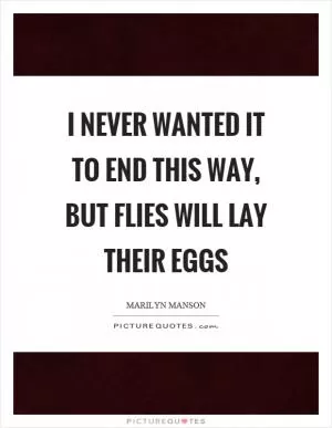 I never wanted it to end this way, but flies will lay their eggs Picture Quote #1