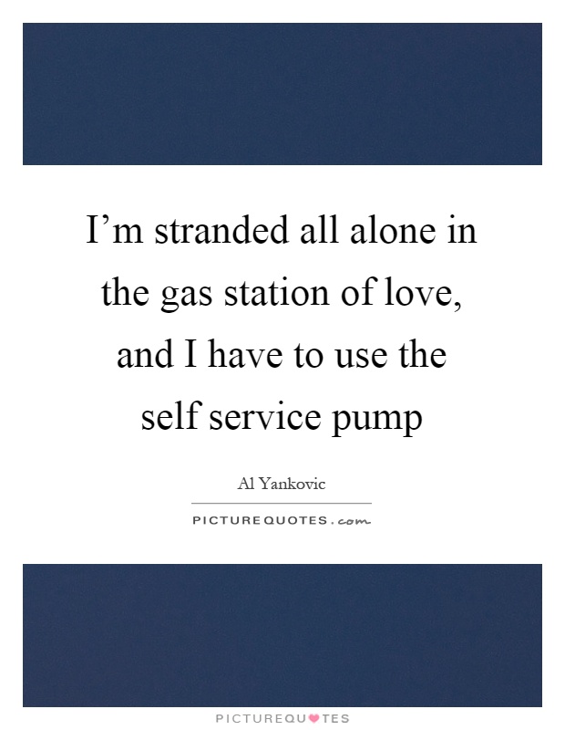 I'm stranded all alone in the gas station of love, and I have to use the self service pump Picture Quote #1