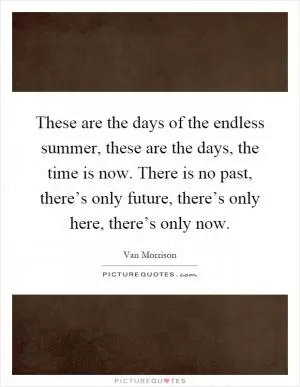 These are the days of the endless summer, these are the days, the time is now. There is no past, there’s only future, there’s only here, there’s only now Picture Quote #1