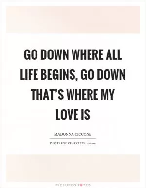 Go down where all life begins, go down that’s where my love is Picture Quote #1
