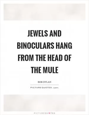 Jewels and binoculars hang from the head of the mule Picture Quote #1