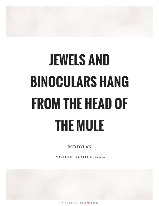 Jewels and binoculars hang from the head of the mule Picture Quote #1