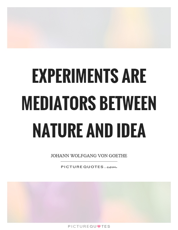 Experiments are mediators between nature and idea Picture Quote #1