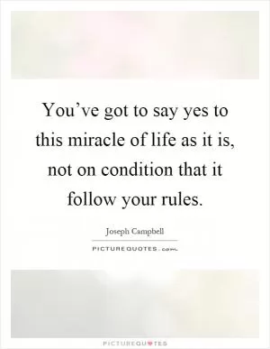 You’ve got to say yes to this miracle of life as it is, not on condition that it follow your rules Picture Quote #1