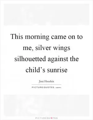 This morning came on to me, silver wings silhouetted against the child’s sunrise Picture Quote #1