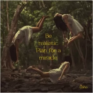 Be realistic. Plan for a miracle Picture Quote #1