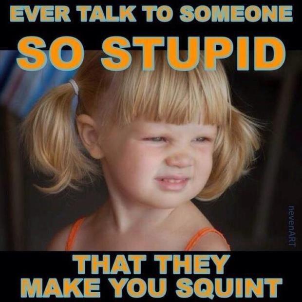 Ever talk to someone so stupid that they make you squint Picture Quote #1