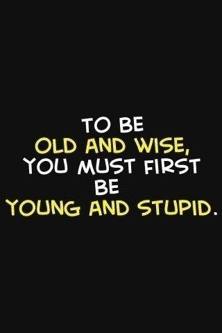 To be old and wise you must first be young and stupid Picture Quote #1