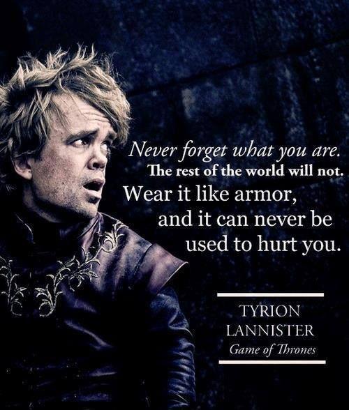 Never forget what you are. The rest of the world will not. Wear it like armor, and it can never be used to hurt you Picture Quote #1