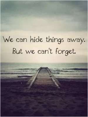 We can hide things away. But we can't forget Picture Quote #1