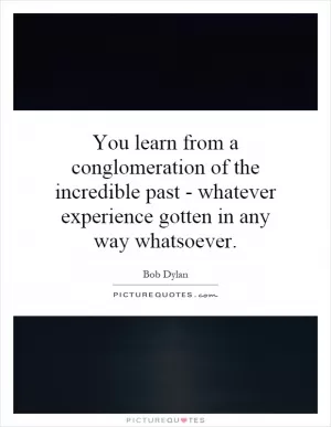You learn from a conglomeration of the incredible past - whatever experience gotten in any way whatsoever Picture Quote #1