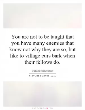 You are not to be taught that you have many enemies that know not why they are so, but like to village curs bark when their fellows do Picture Quote #1