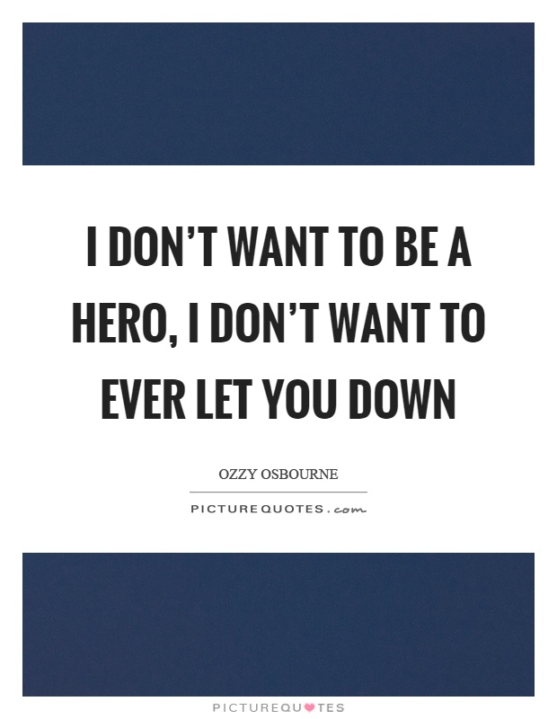 I don't want to be a hero, I don't want to ever let you down Picture Quote #1