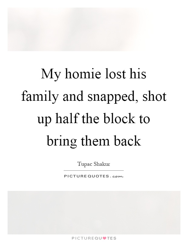My homie lost his family and snapped, shot up half the block to bring them back Picture Quote #1